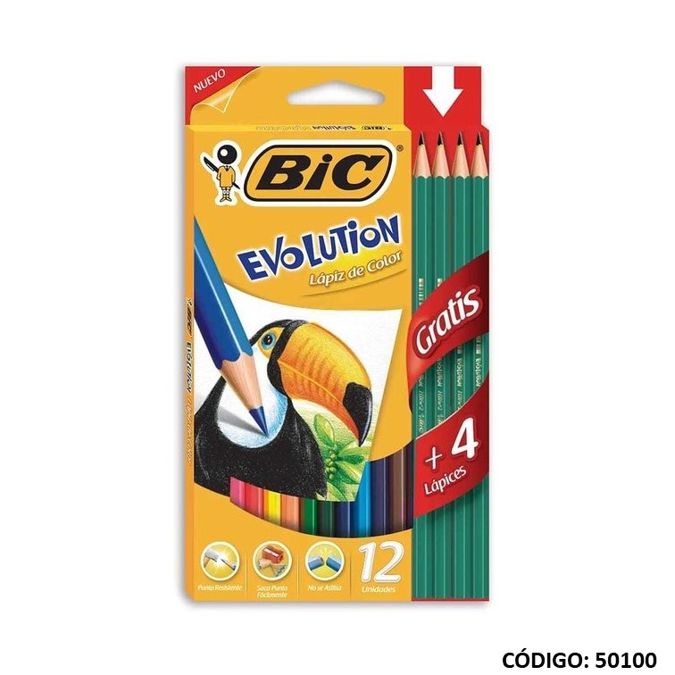 Lapiz/color bic evolution x12 largos