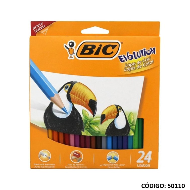 Lapiz/color bic evolution x24 largos