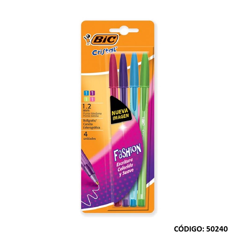 Bolígrafo bic blist. fashion 1.2 surtido
