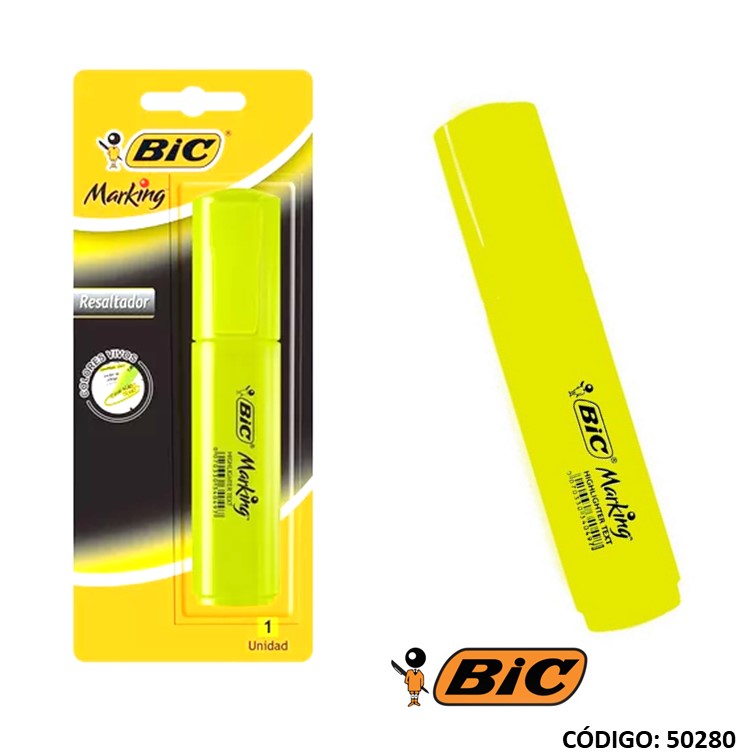 Resaltador bic chato amarillo blister x1