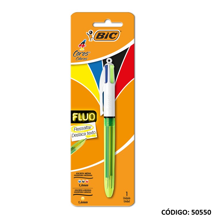 Bolígrafo retráctil bic x4 colores resalta