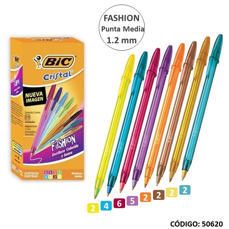 Bolígrafo bic fashion 1.2 surtido