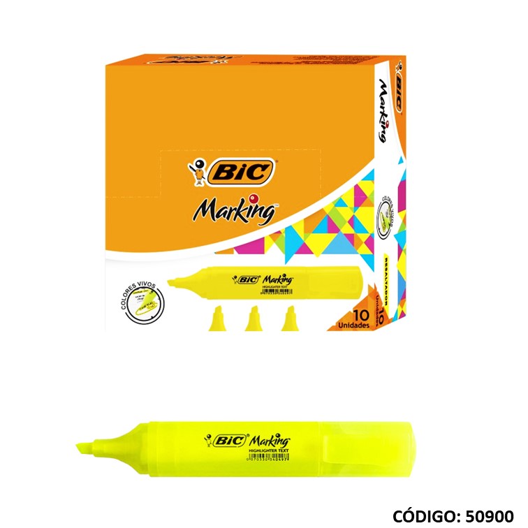 Resaltador bic chato amarillo x10