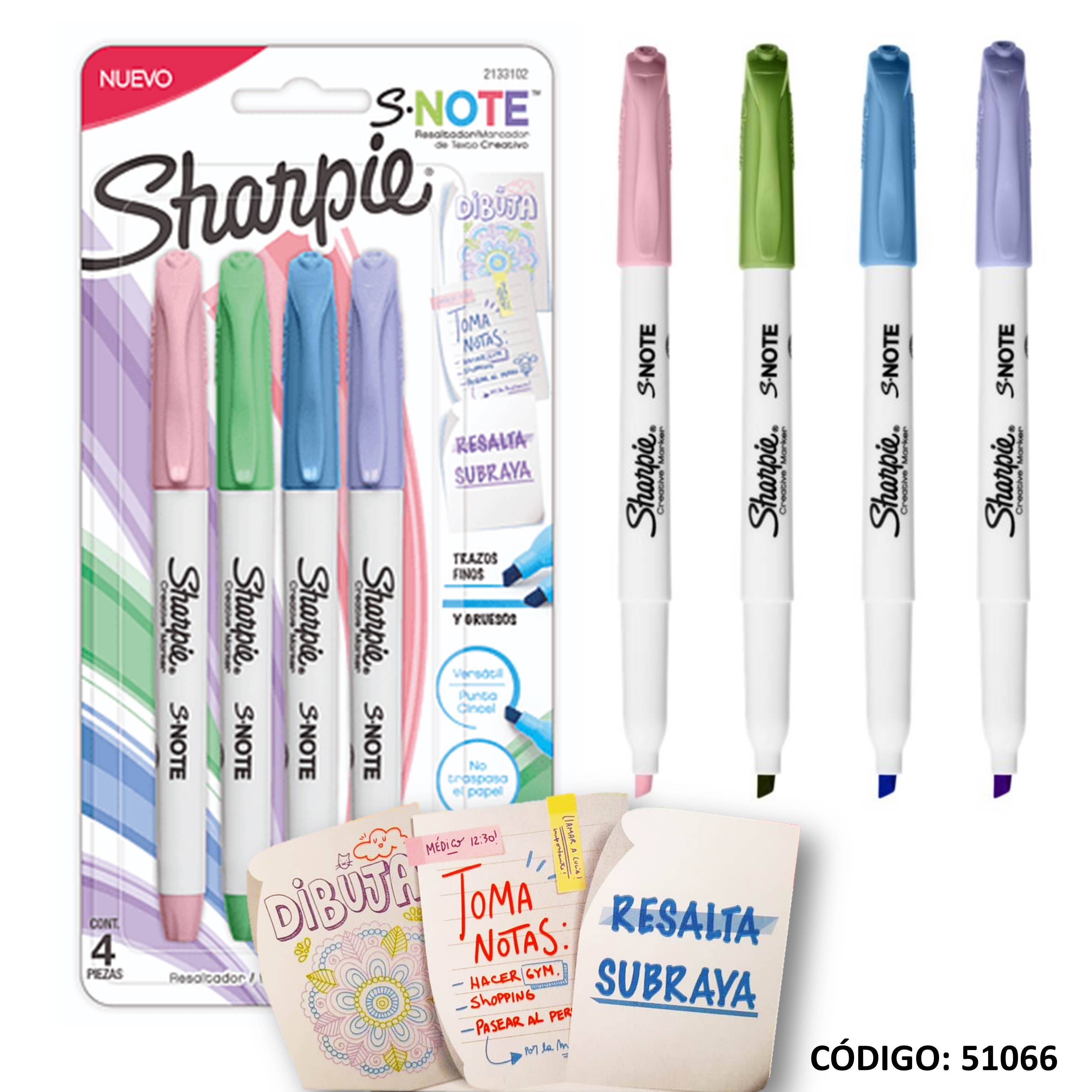 Marcador sharpie snote creative pastel x4 surtido
