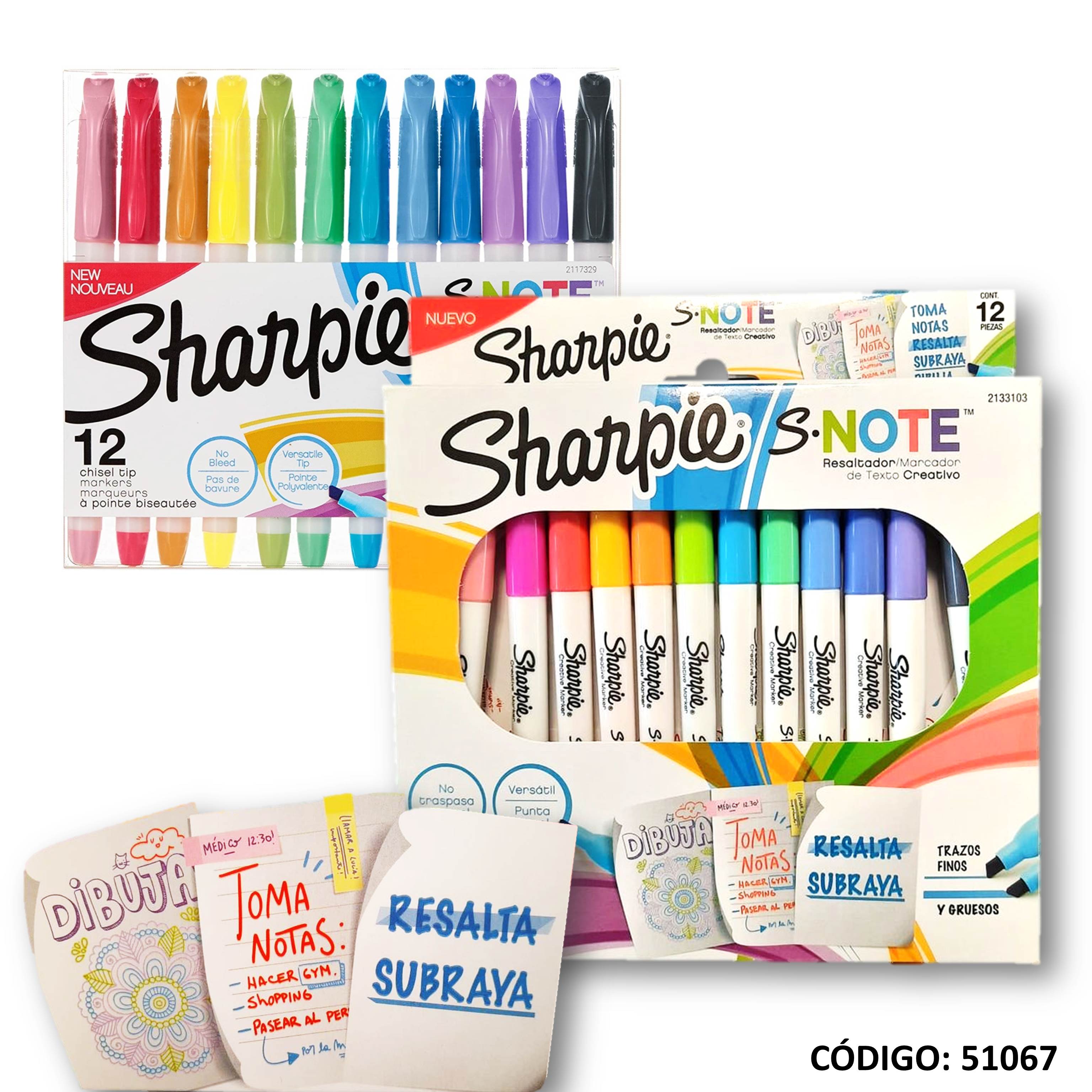 Marcador sharpie snote creative x12 surtido