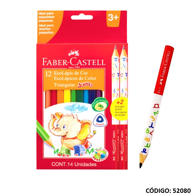 Lapiz/color faber jumbo x12 + 2l