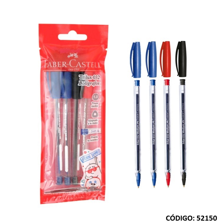 Bolígrafo faber trilux m 032 surtido
