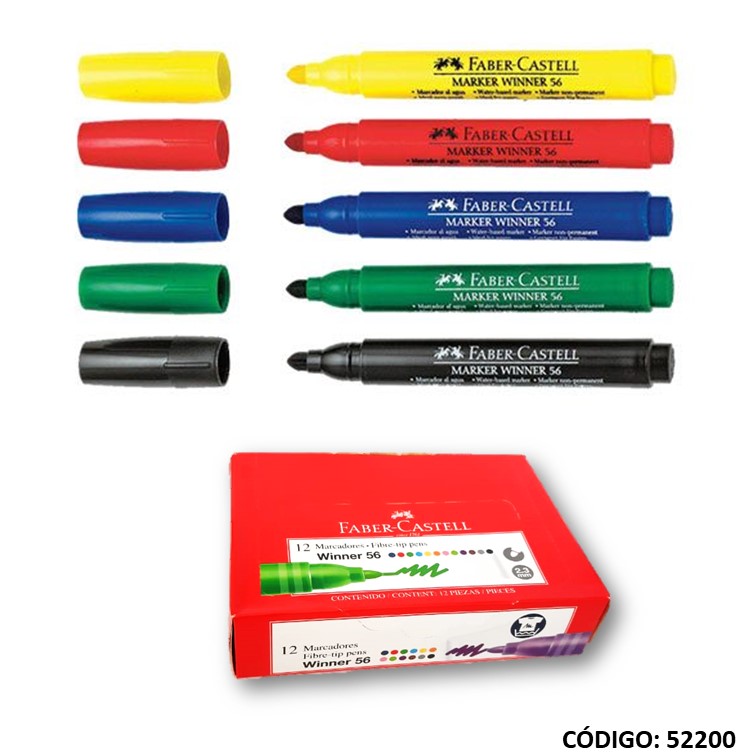 Marcador faber 47 al agua redondo (12) color