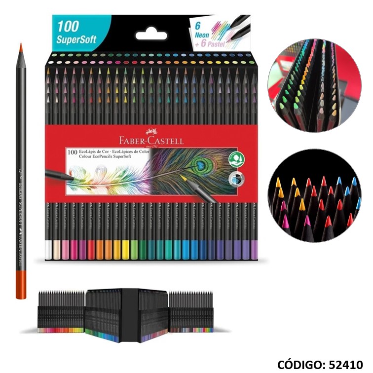 Lapiz/color faber supersoft x100 largos
