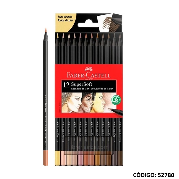 Lapiz/color faber supersoft x12 l piel