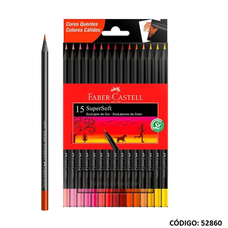 Lapiz/color faber supersoft x15 l calidos