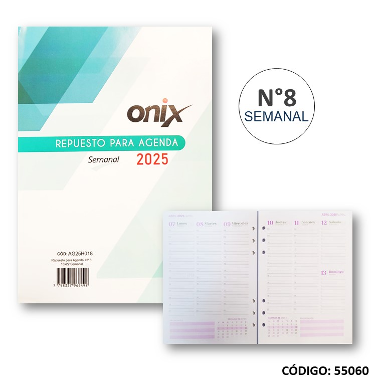 Agenda repuesto. onix n°8 sem h018