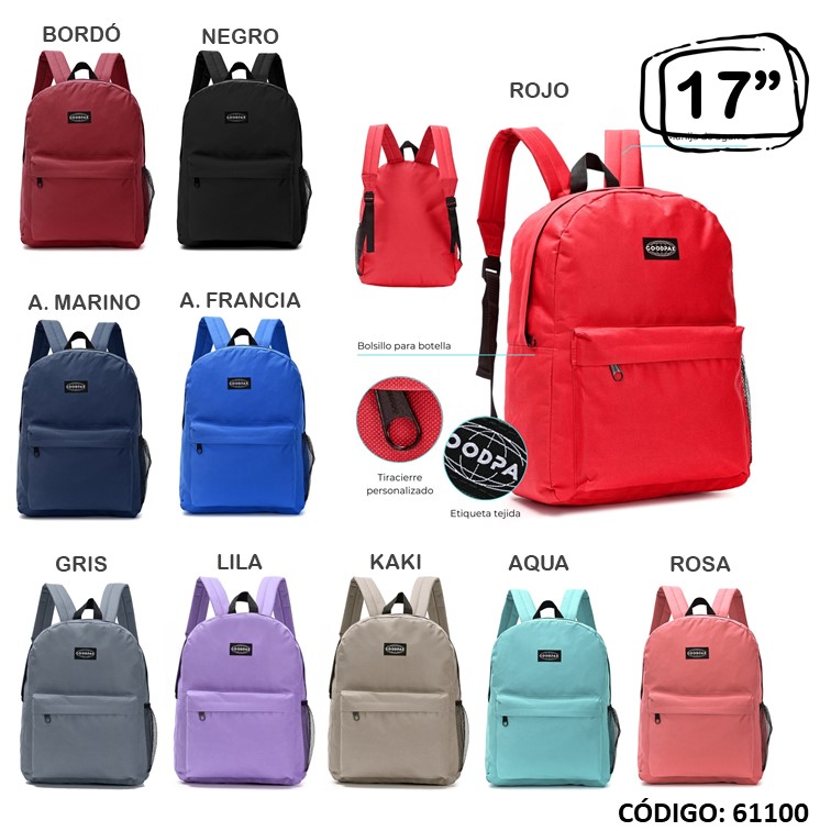 Mochila goodpak 17"" lisa color