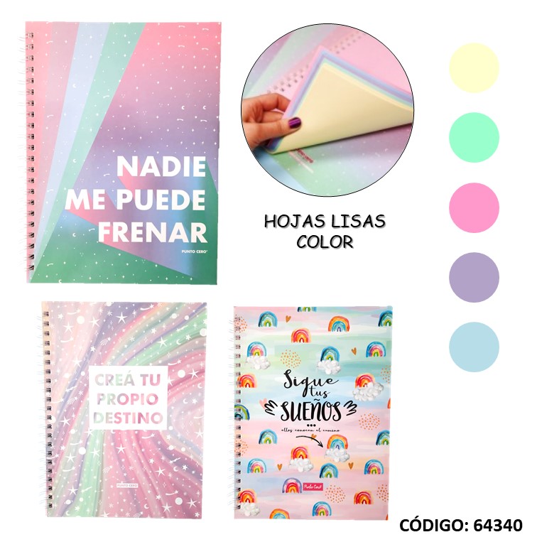Cuaderno a4 semirig. p. cero rainbow x100h