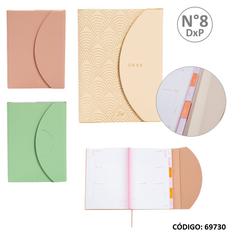 Agenda fw n8 con doble planificador c/solapa e iman chic 2025