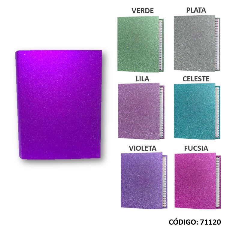 Carpeta 2a a4 cartone rexon con acabado glitter
