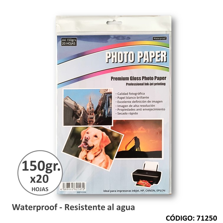 Papel e. fotog. glossy econ. a4 150 g x20h