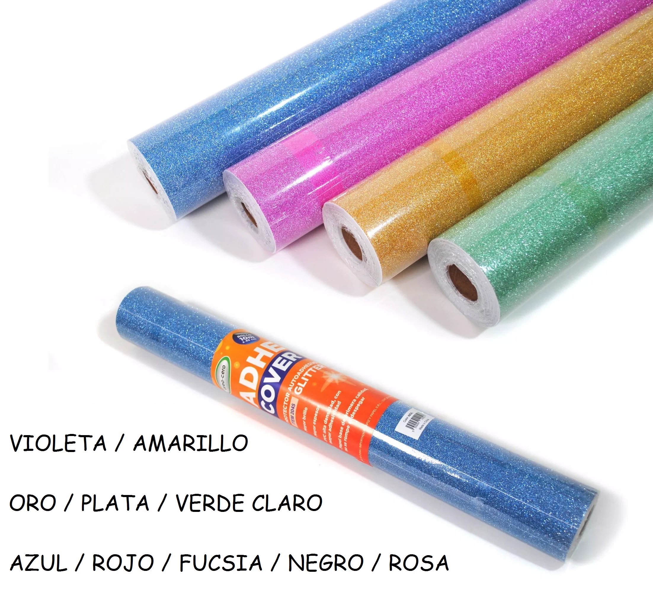 Rollo pvc adhesivo. 10m. con acabado glitter