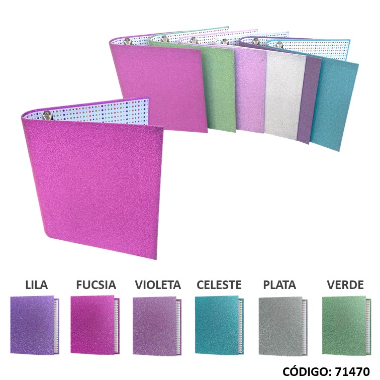 Carpeta 3a cartone rexon con acabado glitter