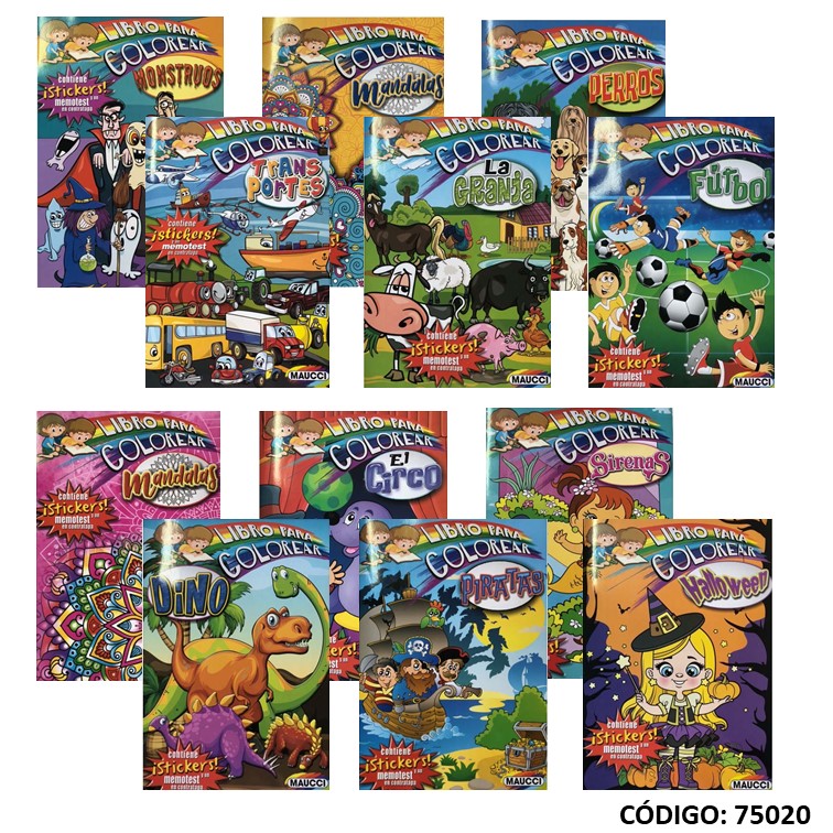 Libro pint para colorear c/sticker y memotest -306