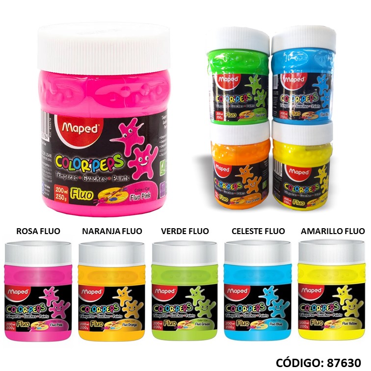 Tempera maped x200ml. fluo