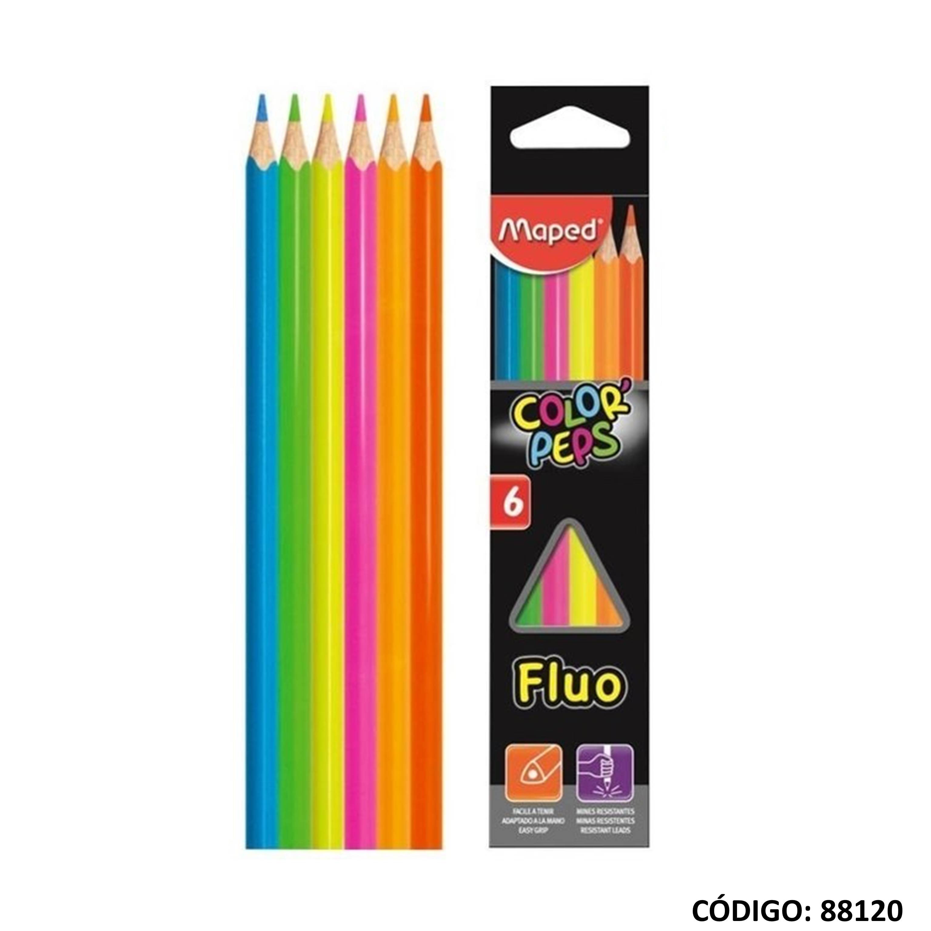 Lapiz/color maped fluo x6 largos