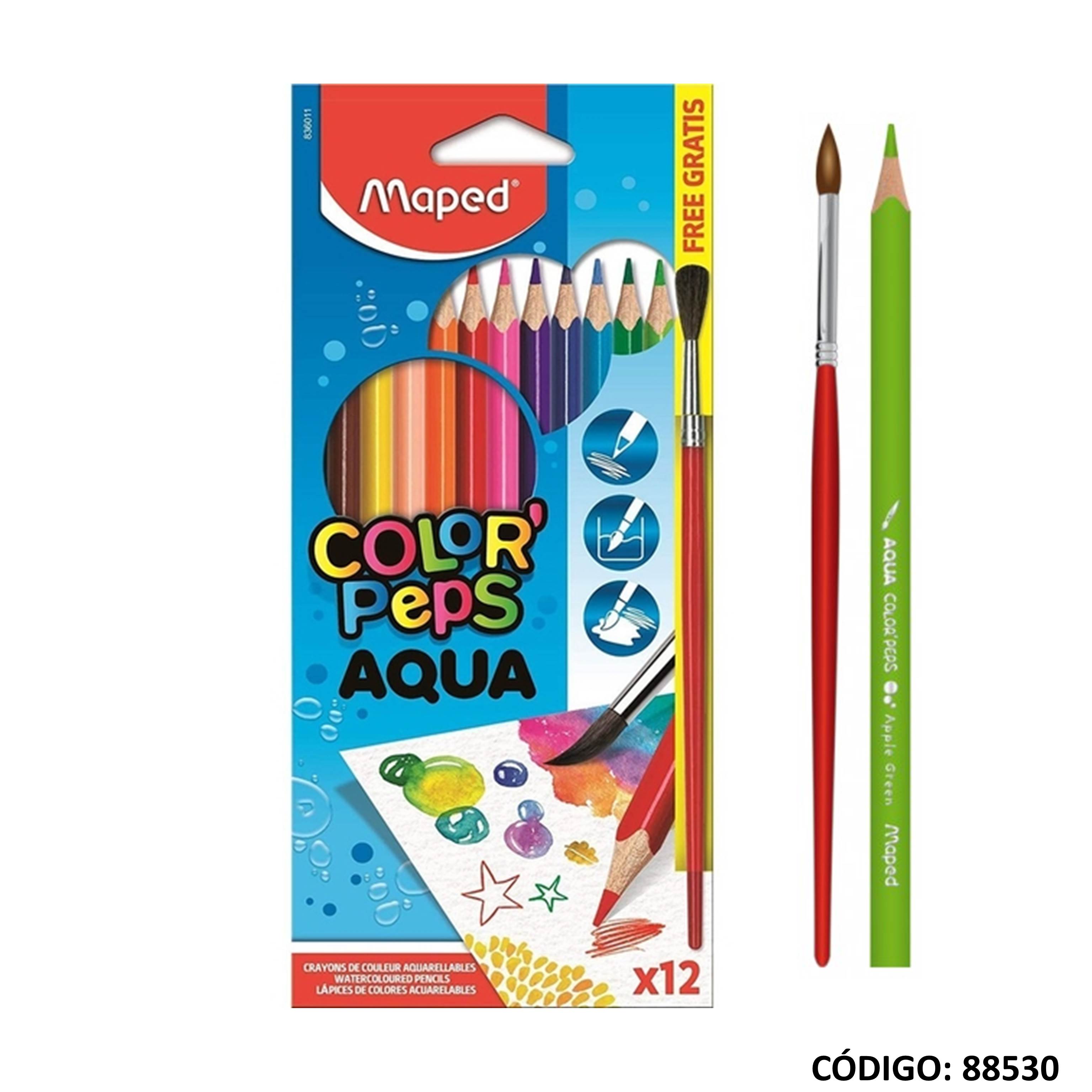 Lapiz/color maped aqua x12 largos