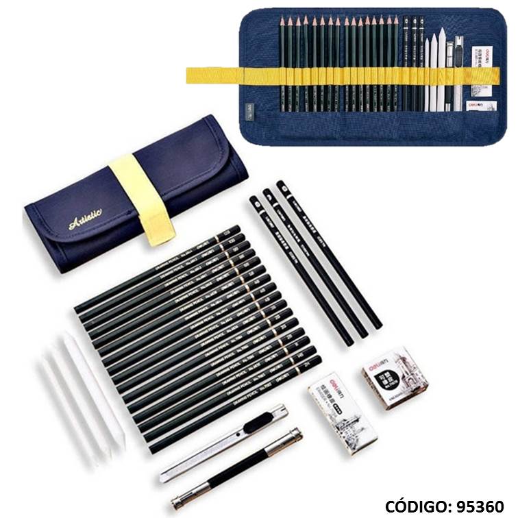 Artículo set de dibujo deli 26piezas + estuche
